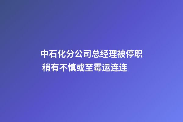 中石化分公司总经理被停职 稍有不慎或至霉运连连